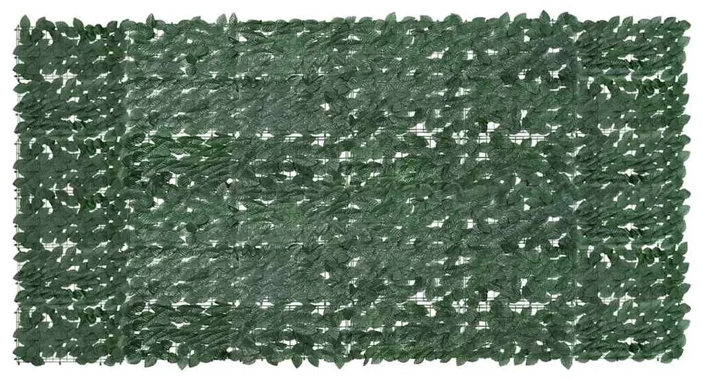 Tela de varanda com folhas verde-escuras 300x150 cm