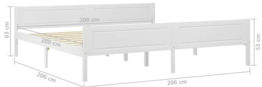 Estrutura de cama 200x200 cm madeira de pinho maciça branco