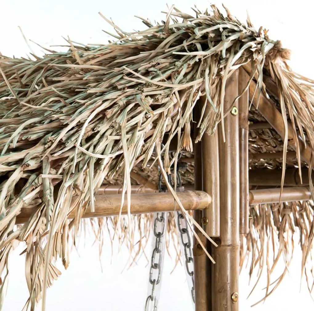 Banco de baloiçar 2 lugares bambu c/ folhas de palmeira 202cm