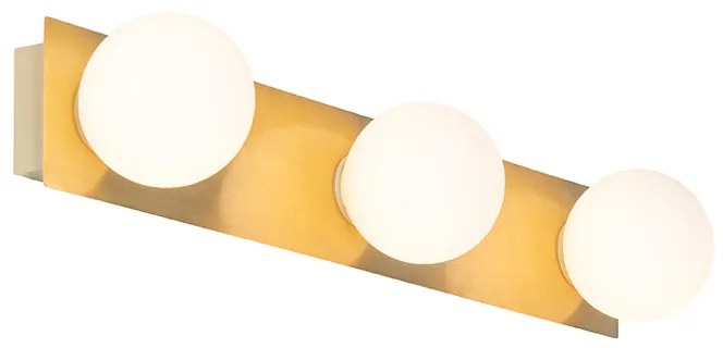 Candeeiro de parede moderno dourado 48 cm IP44 3 luzes - Cederic