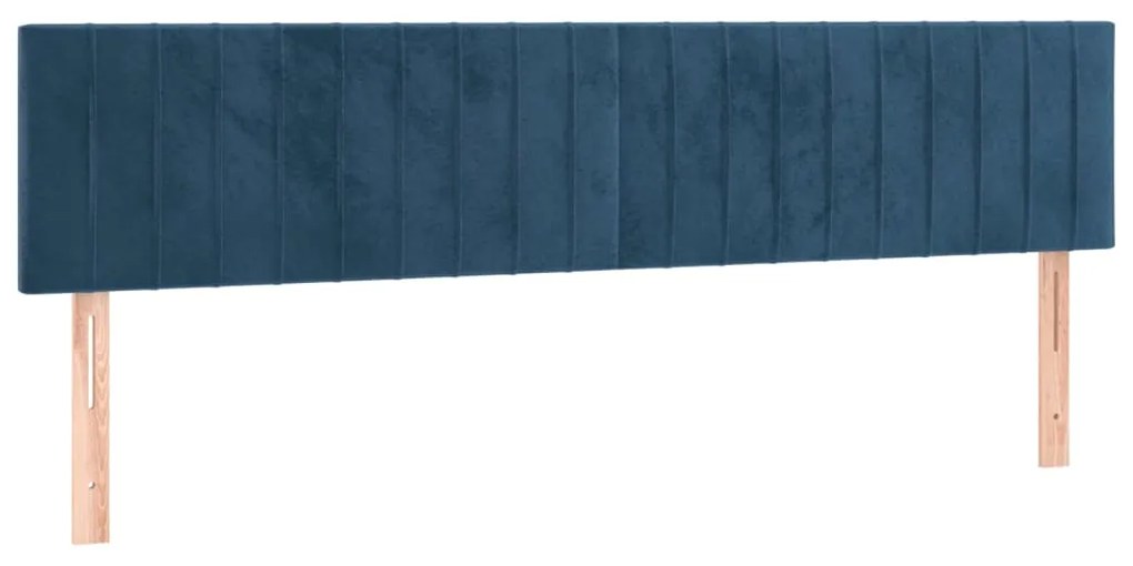 Cabeceira de cama c/ luzes LED veludo 200x5x78/88cm azul-escuro