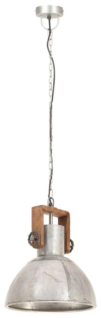 Candeeiro suspenso industrial redondo 25 W 30 cm E27 prateado