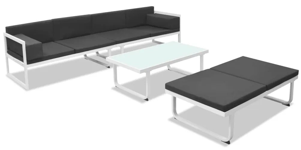 4 pcs conjunto lounge p/ jardim com almofadas alumínio preto