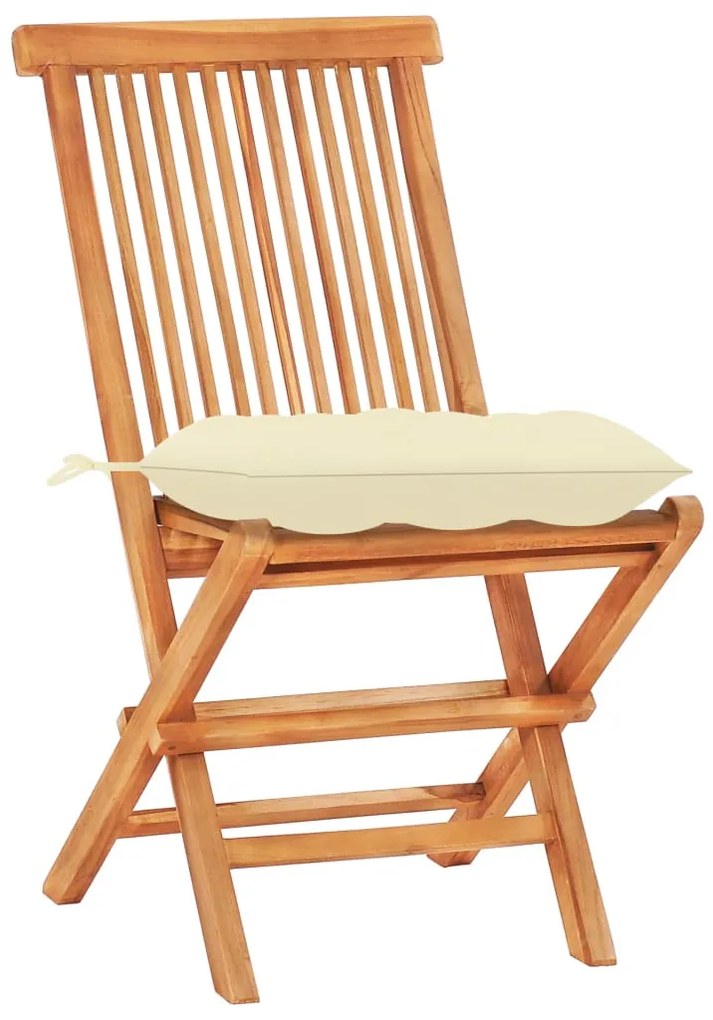 Conjunto bistrô c/ almofadões cor creme 3 pcs teca maciça