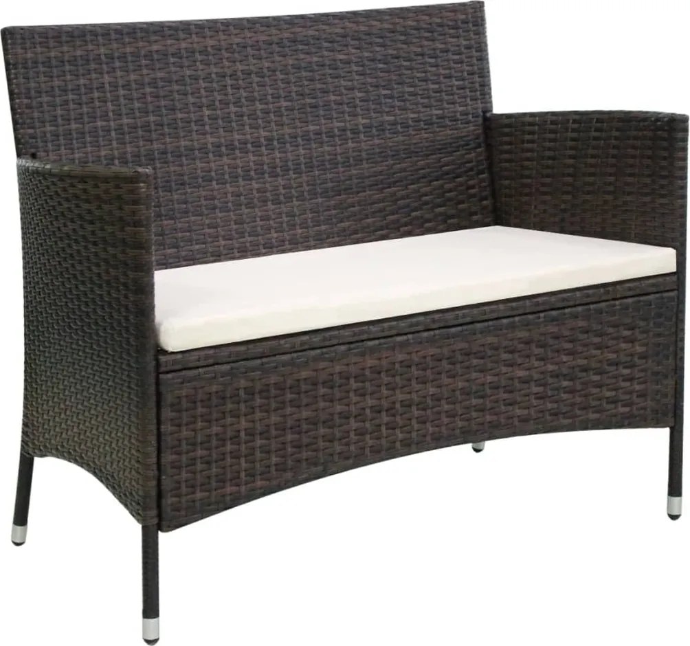 vidaXL Banco de jardim 106 cm vime PE castanho