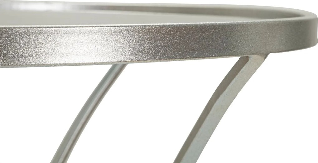 Mesa Trixy - Metal Prata e Topo de Vidro Temperado - Ø 56 cm x 68 cm