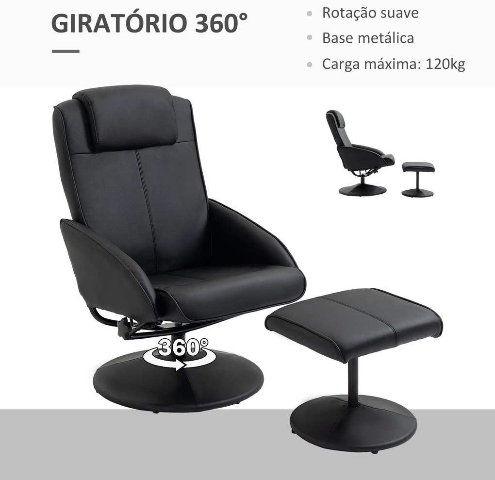 Poltrona Relax Reclinável até 145° com Banco de Apoio para os Pés Polt