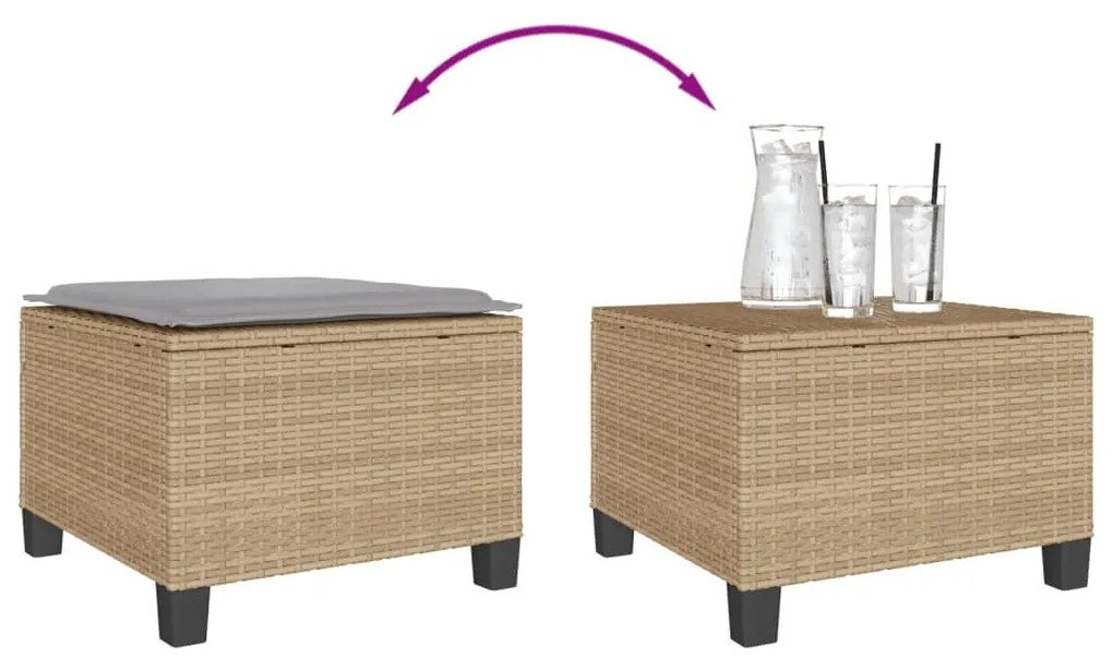 3 pcs conjunto bistrô com almofadões vime PE bege