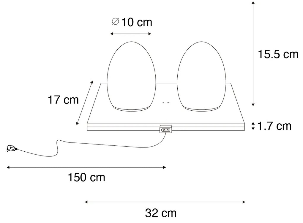 LED Conjunto de 2 Candeeiros de Mesa Recarregáveis Brancos RGBW - Eggo Moderno