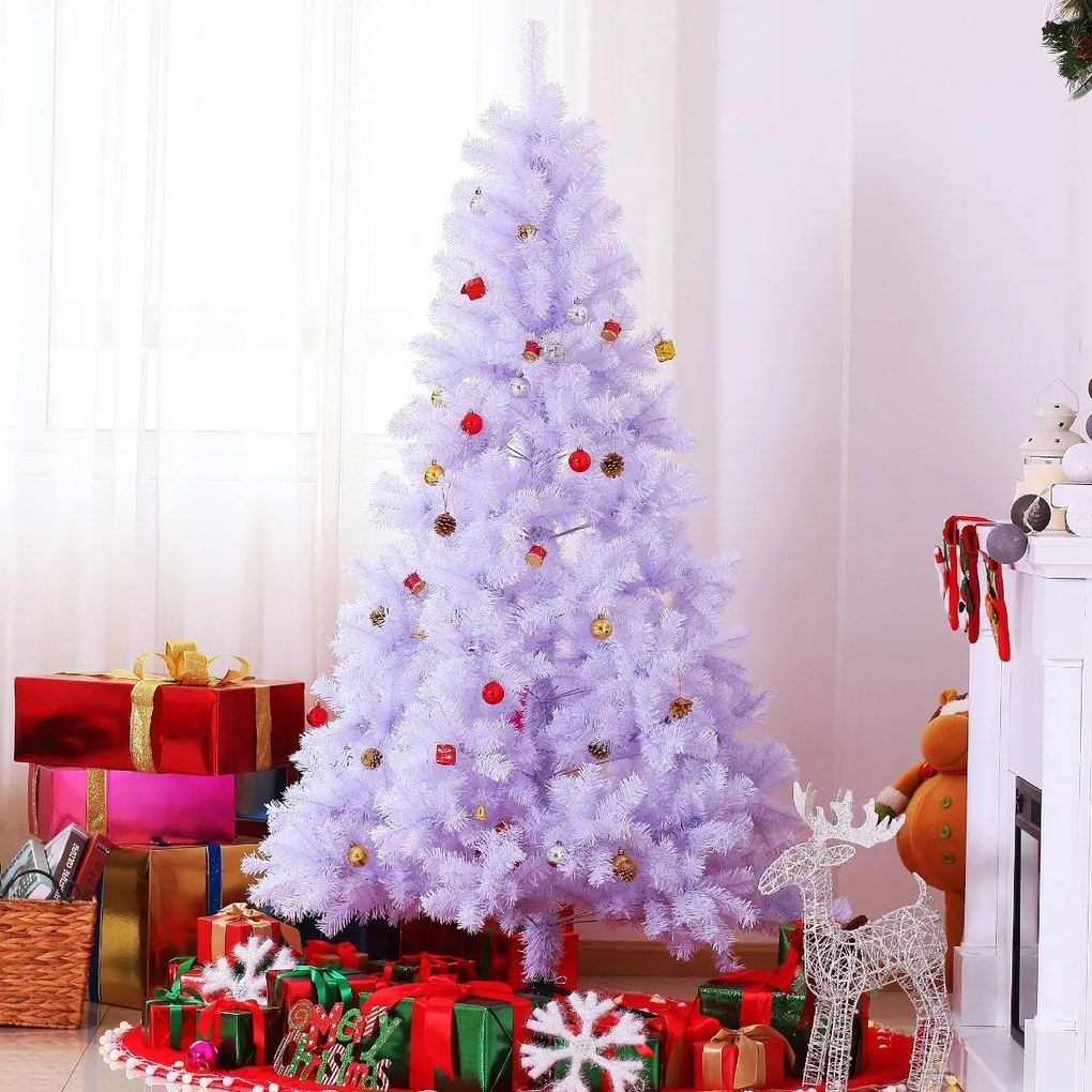 Árvore Branca de Natal Φ105x180cm com enfeites