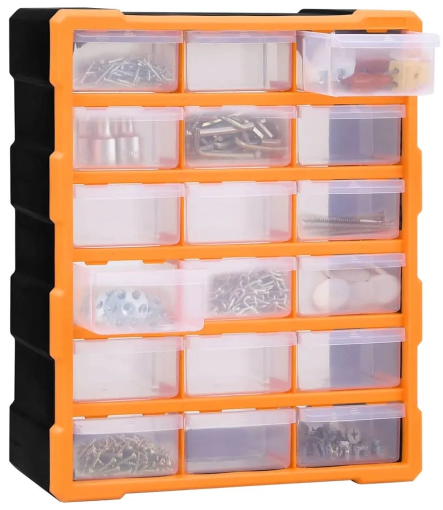 Caixa organizadora com 18 gavetas médias 38x16x47 cm