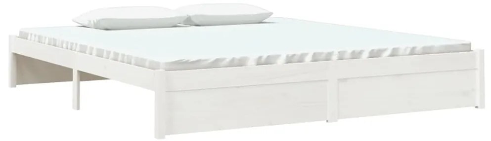 Estrutura de cama super king pinho maciço 180x200 cm branco