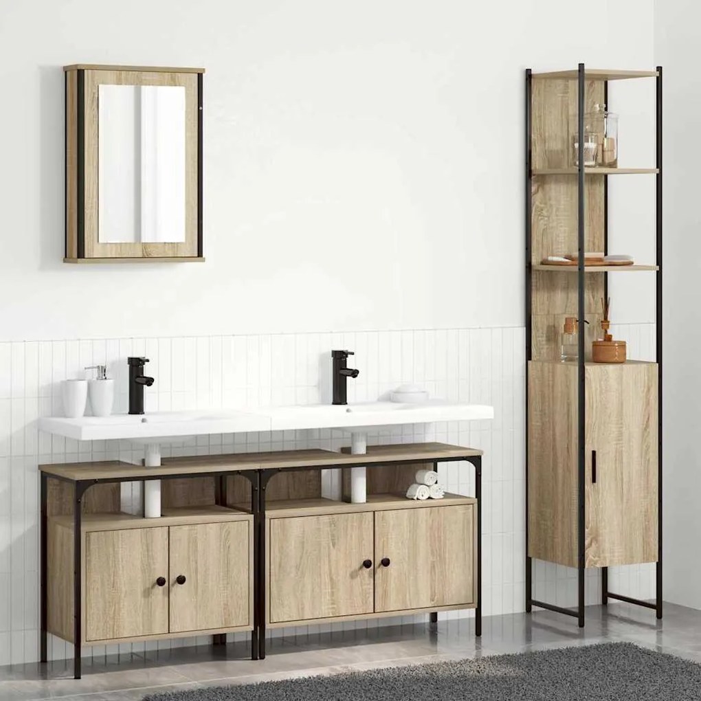 vidaXL Conjunto de Móveis para Banheiro 4 pcs Carvalho sonoma