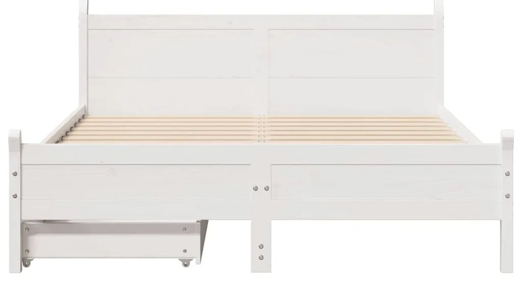 Cama sem colchão 160x200 cm madeira de pinho maciça branco
