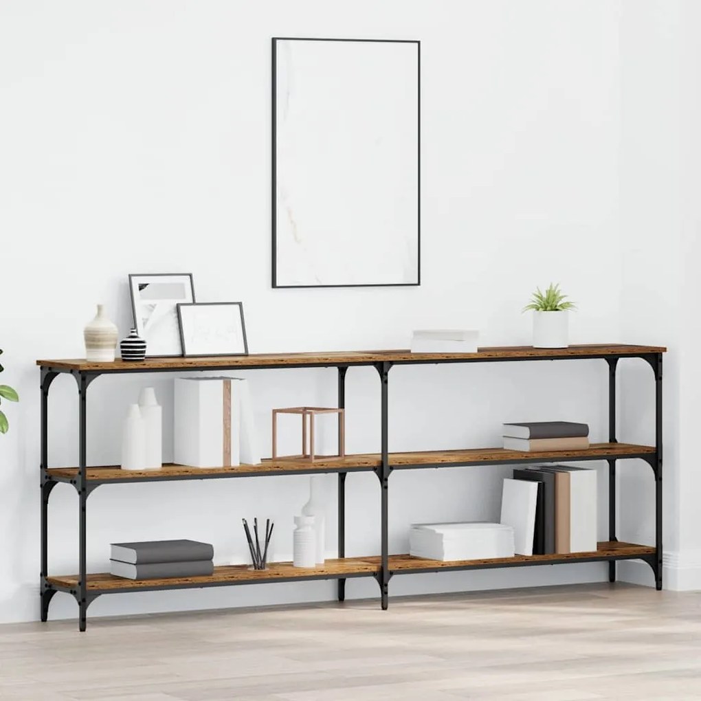 Mesa de Console Madeira Antiga 200x29x75 cm Engenharia