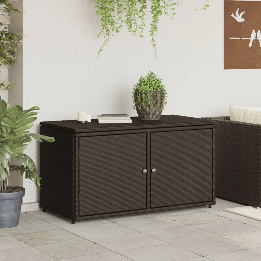 Armário de arrumação para jardim 110x55x60,5cm vime PE castanho