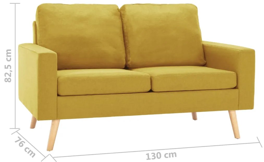 2 pcs conjunto de sofás tecido amarelo