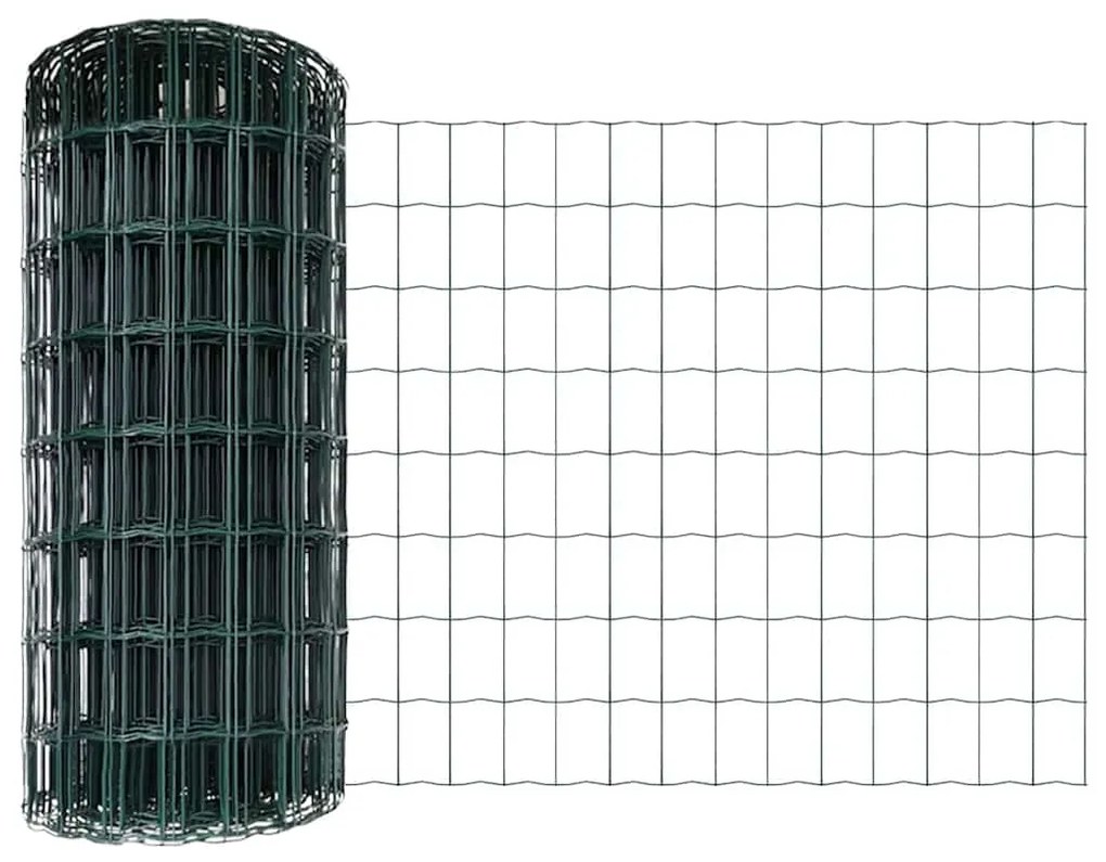 Cerca Euro com 22 Postes U Verde 0,6x50 m Aço
