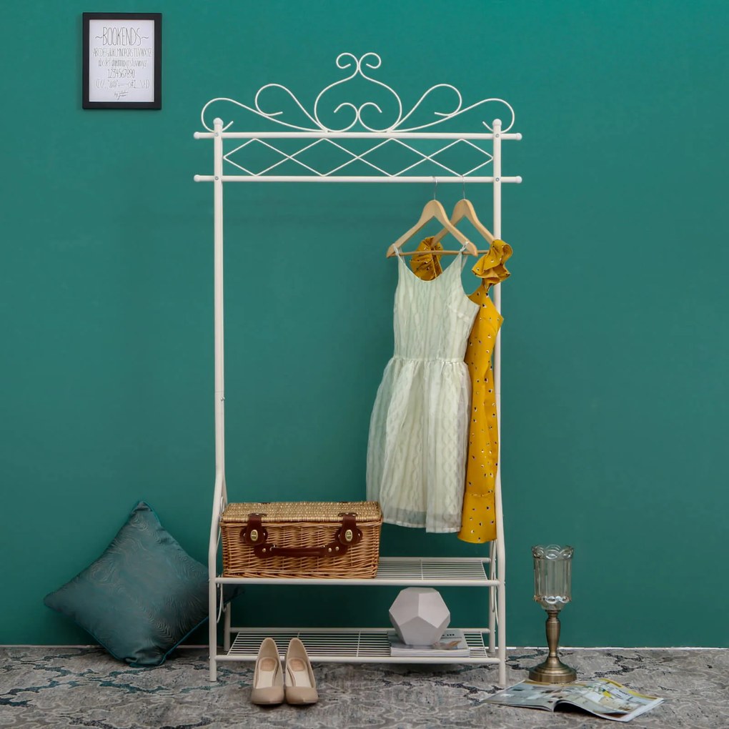 Cabide Guarda Roupa vintage com sapateira 92 x 173 x 41 cm bege