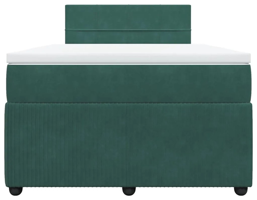 Cama boxspring com colchão 120x200 cm veludo verde-escuro