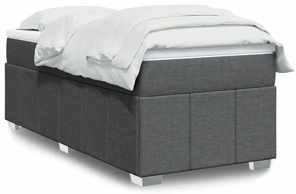 Cama com molas/colchão 100x200 cm tecido cinza-escuro