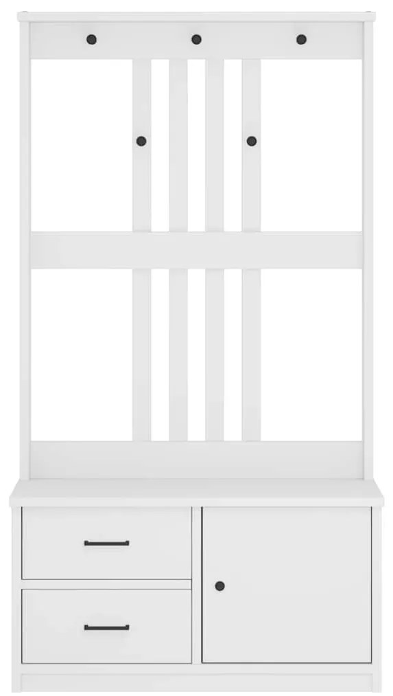 Árvore de Hall Branca 87x40x159,5 cm Madeira Maciça de Pinho