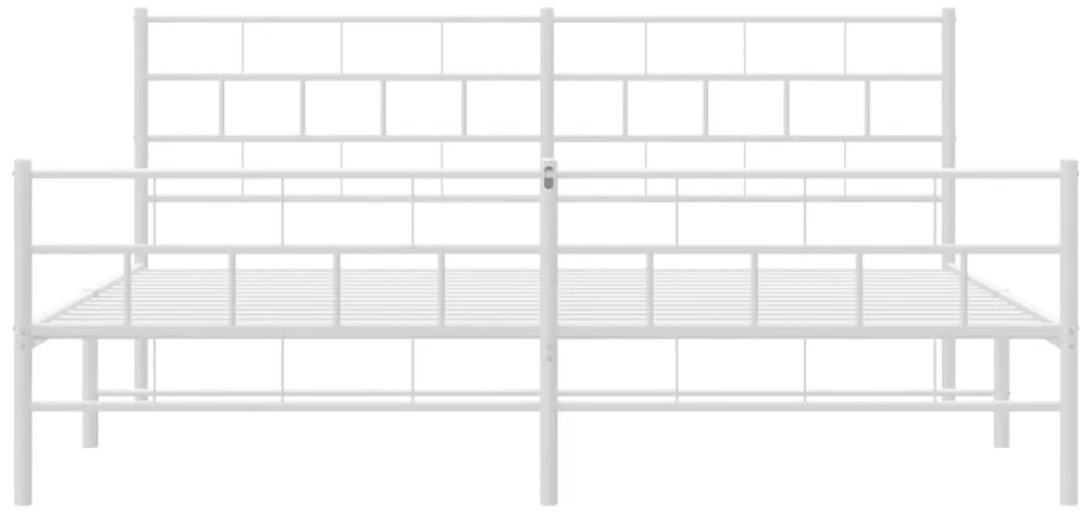 Estrutura de cama com cabeceira e pés 200x200 cm metal branco