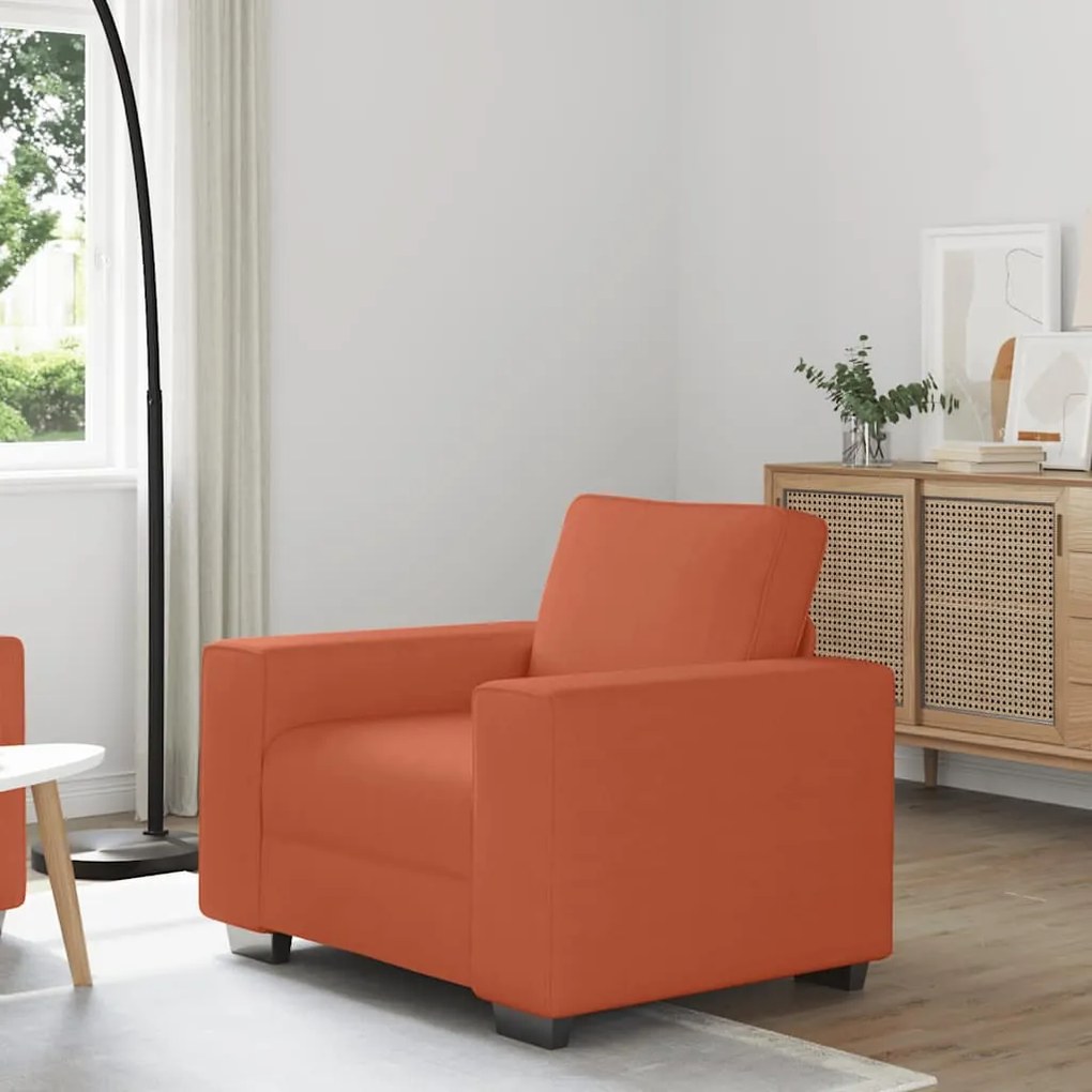 Poltrona 60 cm tecido corduroy laranja vermelho