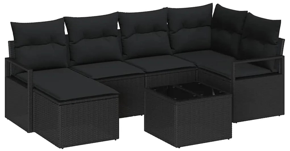 Conjunto de Sofá para Jardim com 7 Peças e Almofadas Beges em Rattan S