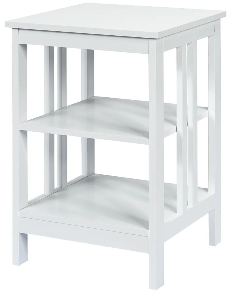 Mesa de cabeceira ou Mesa de apoio com barras de reforço Mesa de apoio para sofá para quarto Sala de estar Corredor 40 x 40 x 61 cm Branca