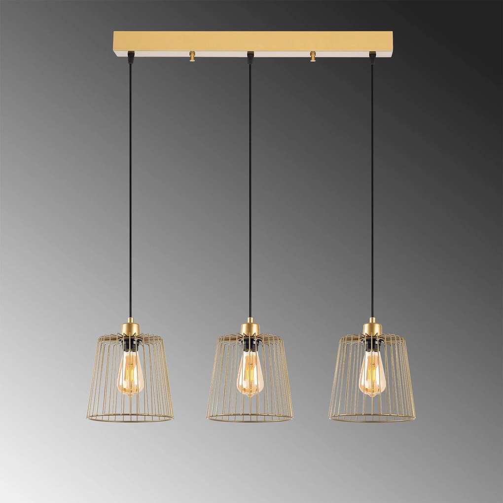 Candeeiro Chandelier Pirlo – Dourado Brilhante – 68 x 16 x 114 cm
