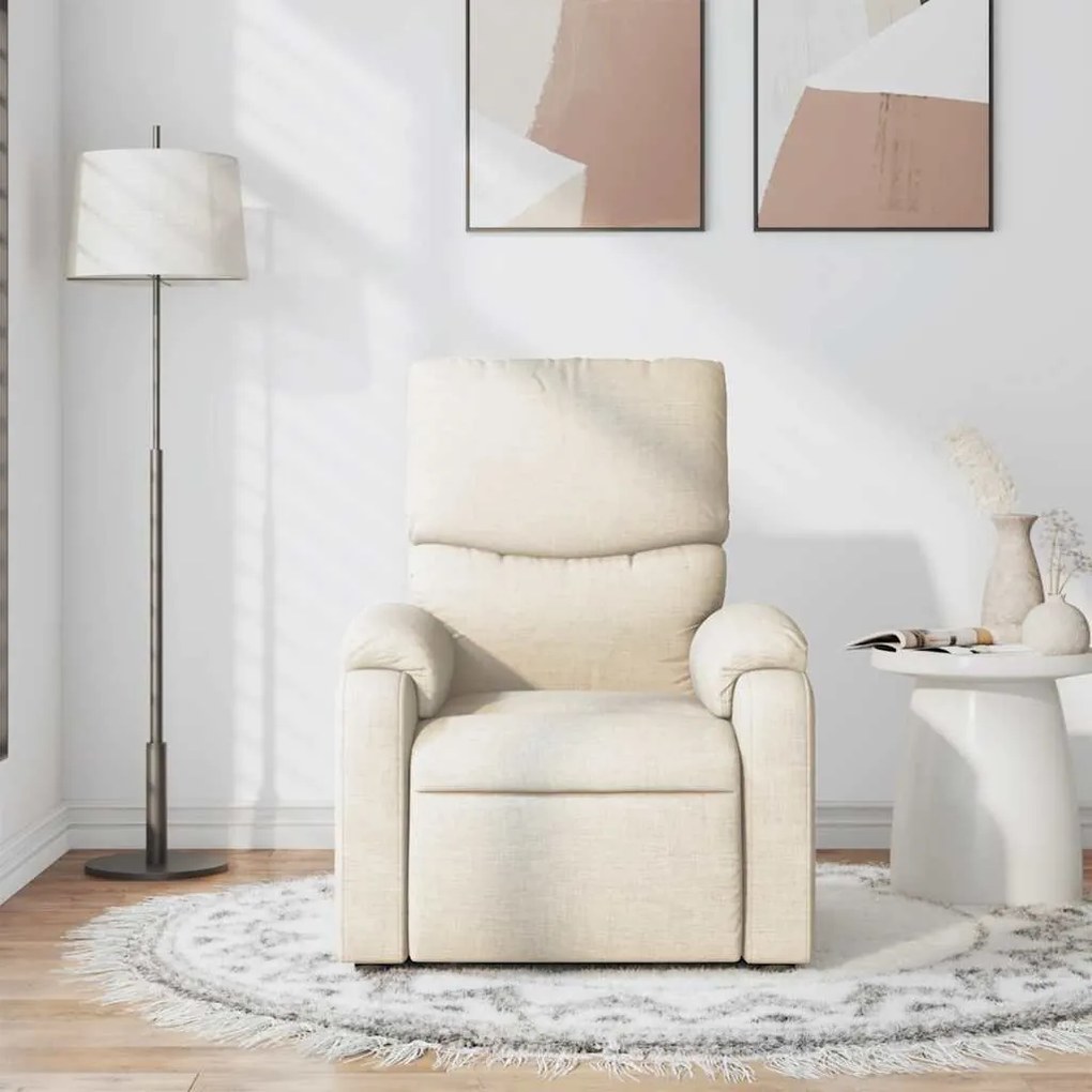 Poltrona de massagens reclinável tecido cor creme
