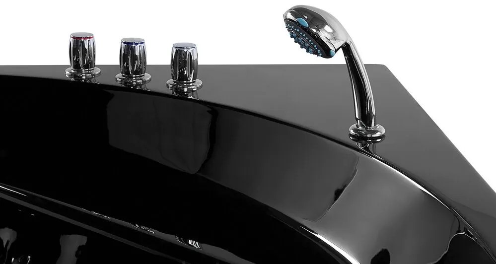 Banheira de hidromassagem de canto em acrílico preto com LED 140 x 140 cm MEVES Beliani
