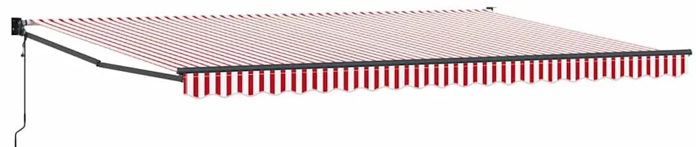 Toldo Retrátil Automático Listrado Vermelho e Branco 500x300 cm
