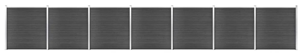 vidaXL Conjunto de painel de vedação WPC 1218x186 cm preto