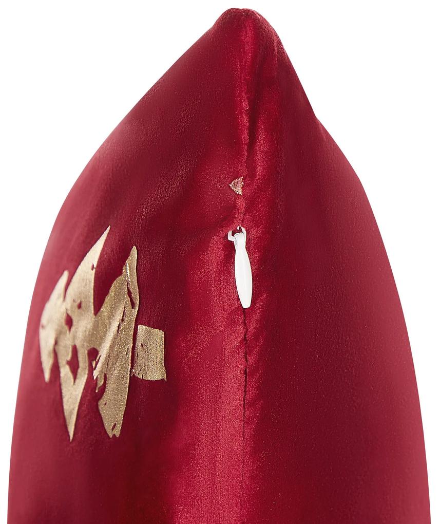 Conjunto de 2 almofadas de veludo vermelho padrão natalício 45 x 45 cm CUPID Beliani