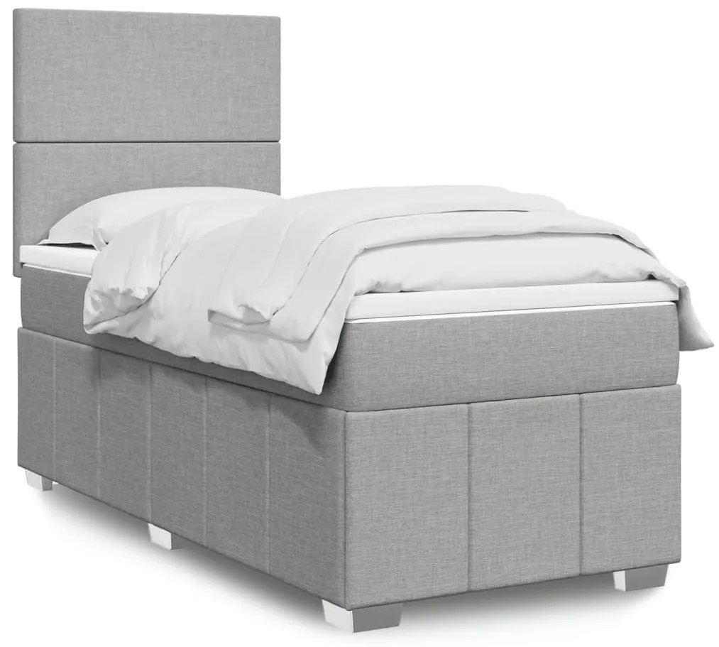 Cama com molas/colchão 100x200 cm tecido cinzento-claro