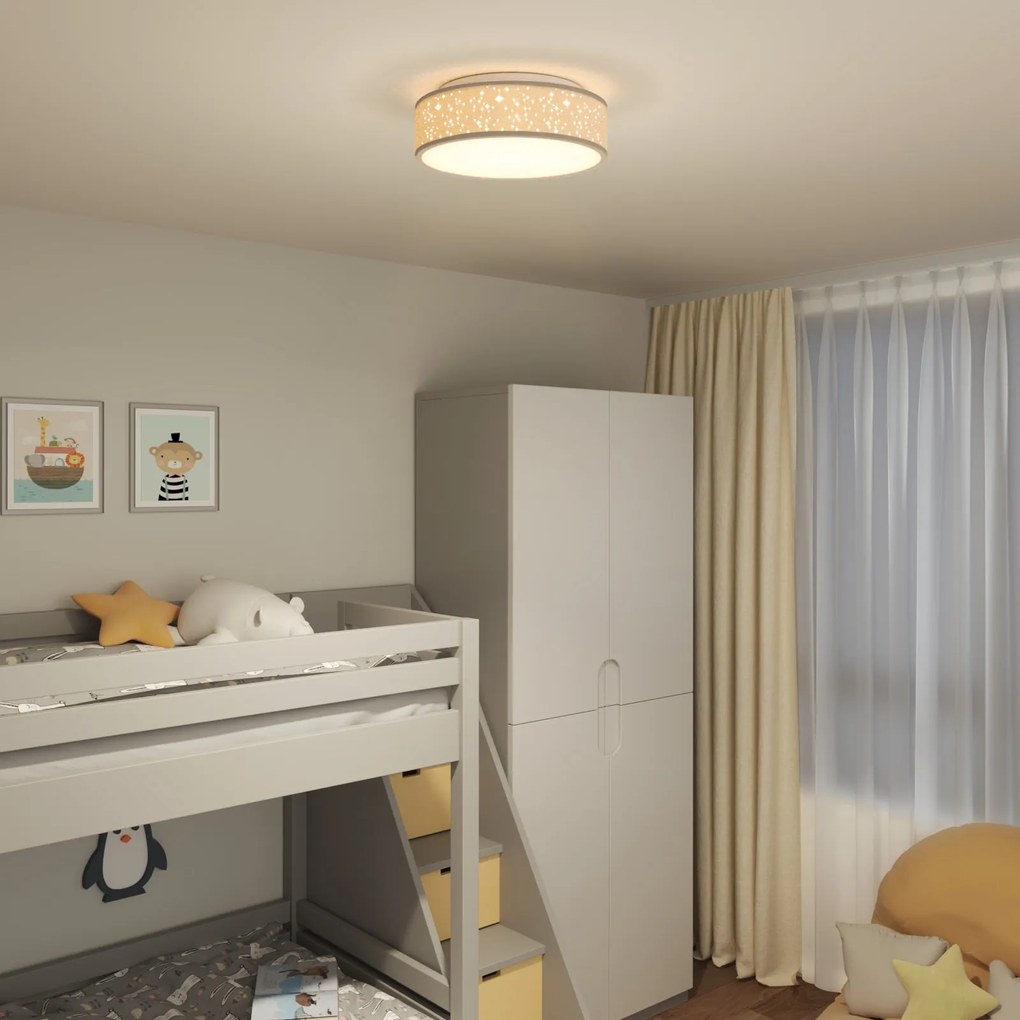Luzes de Teto com Abajur Estrelado Taupe Ø 38 cm Tecido E27