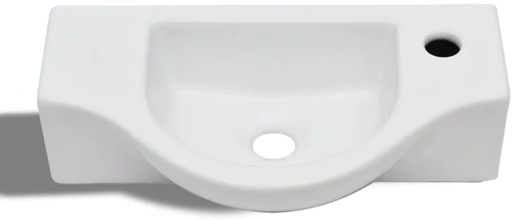 Lavatório cerâmica redondo com furo para torneira, branco