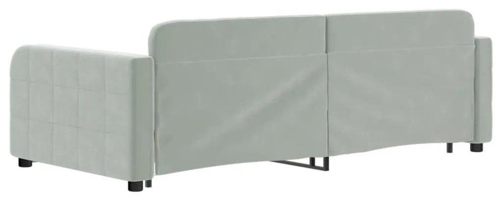 Sofá-cama c/ gavetão e gavetas 90x190 cm veludo cinzento-claro
