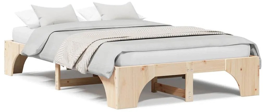 Cama de Madeira de Pinho Maciça 140x190 cm da