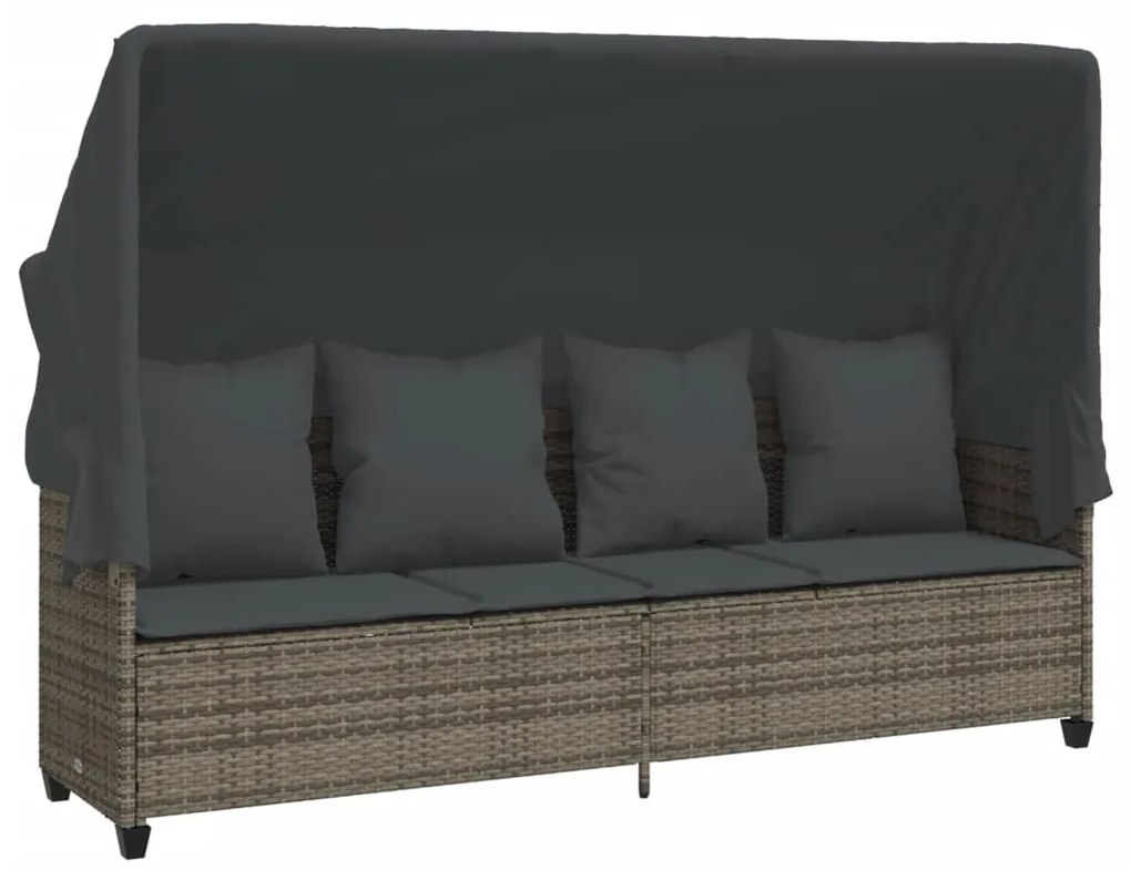 5 pcs conjunto sofás de jardim c/ almofadões vime PE cinzento