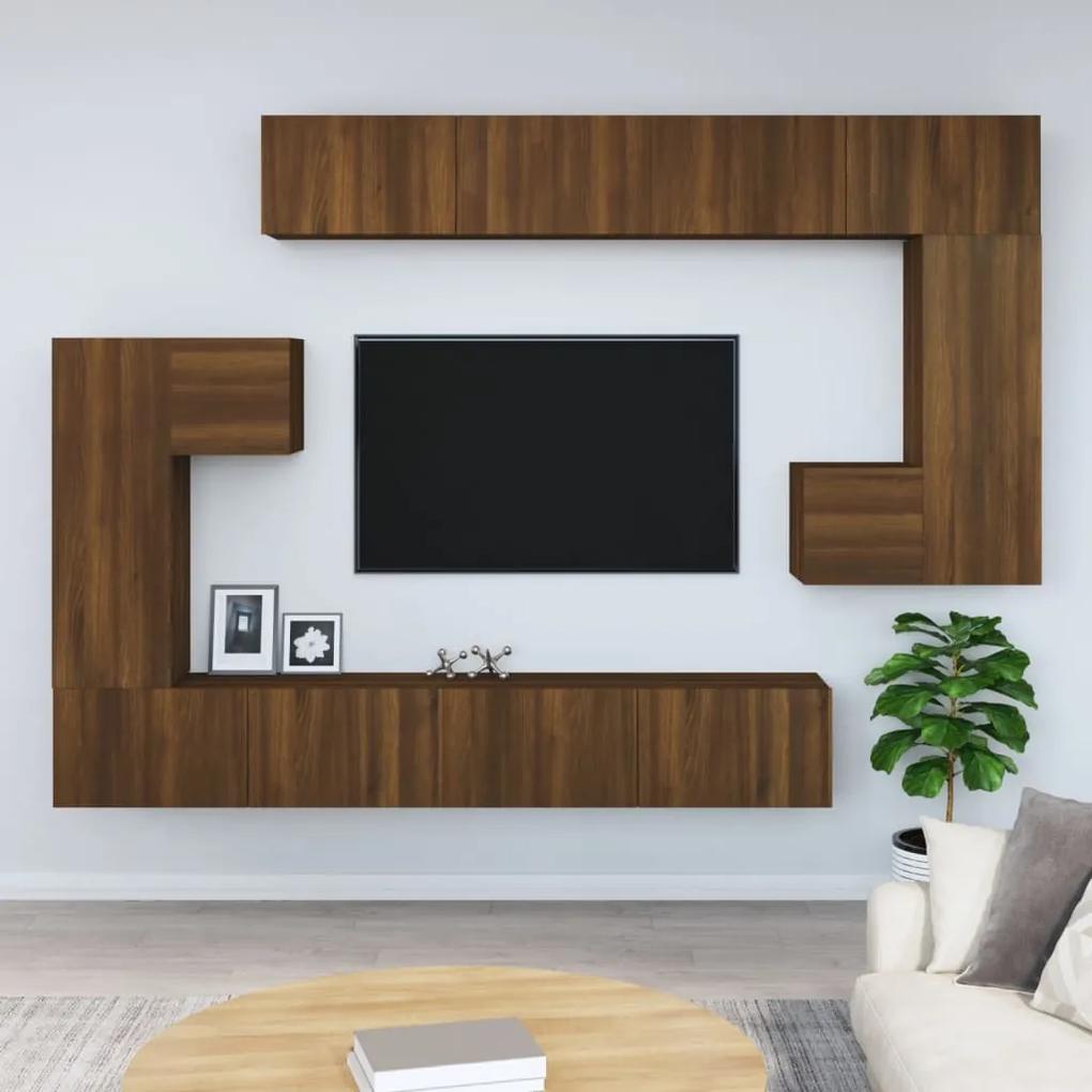Móvel de TV de parede madeira processada cor carvalho castanho