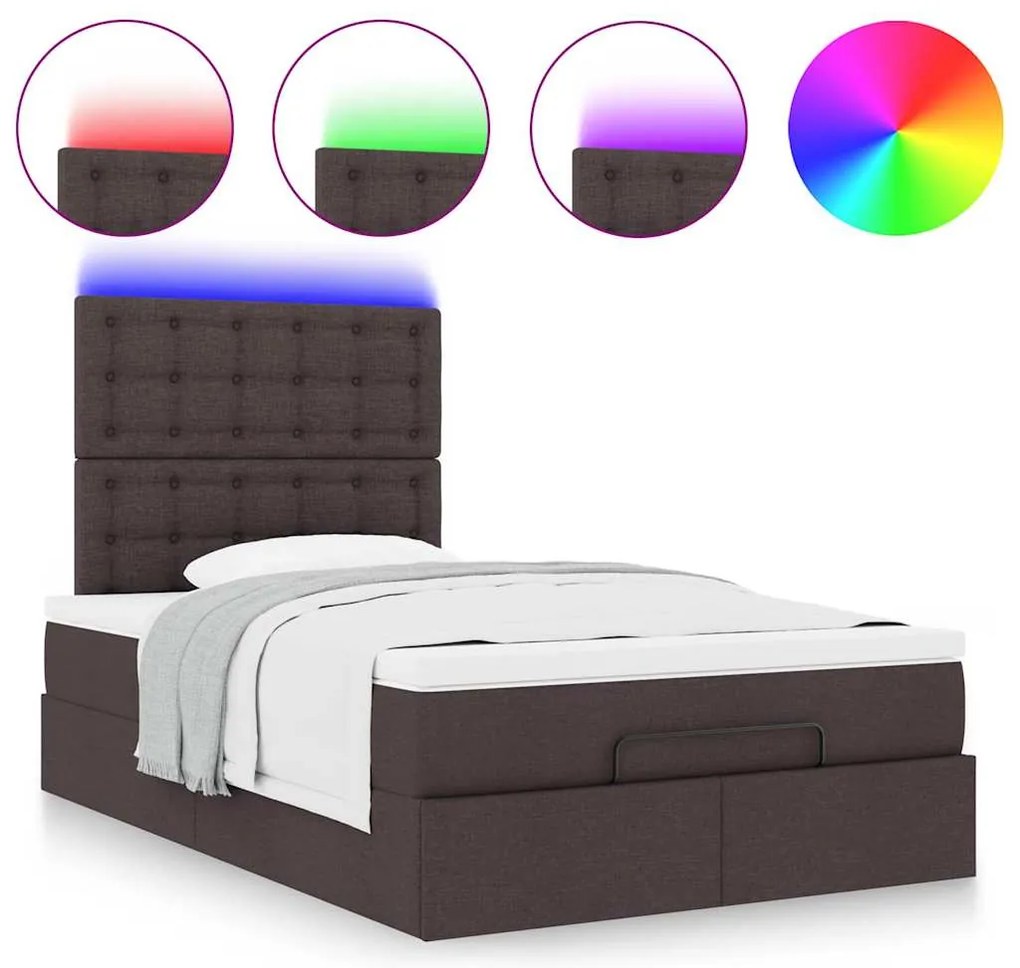 Estrutura de cama otomana com colchão 120x190cm castanho escuro