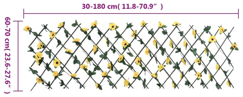  Treliça de hera artificial extensível 5 pcs 180x60 cm amarelo