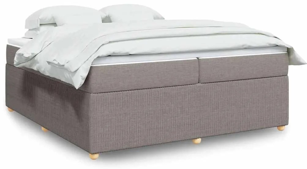 vidaXL Cama com molas/colchão 200x200 cm tecido castanho-acinzentado