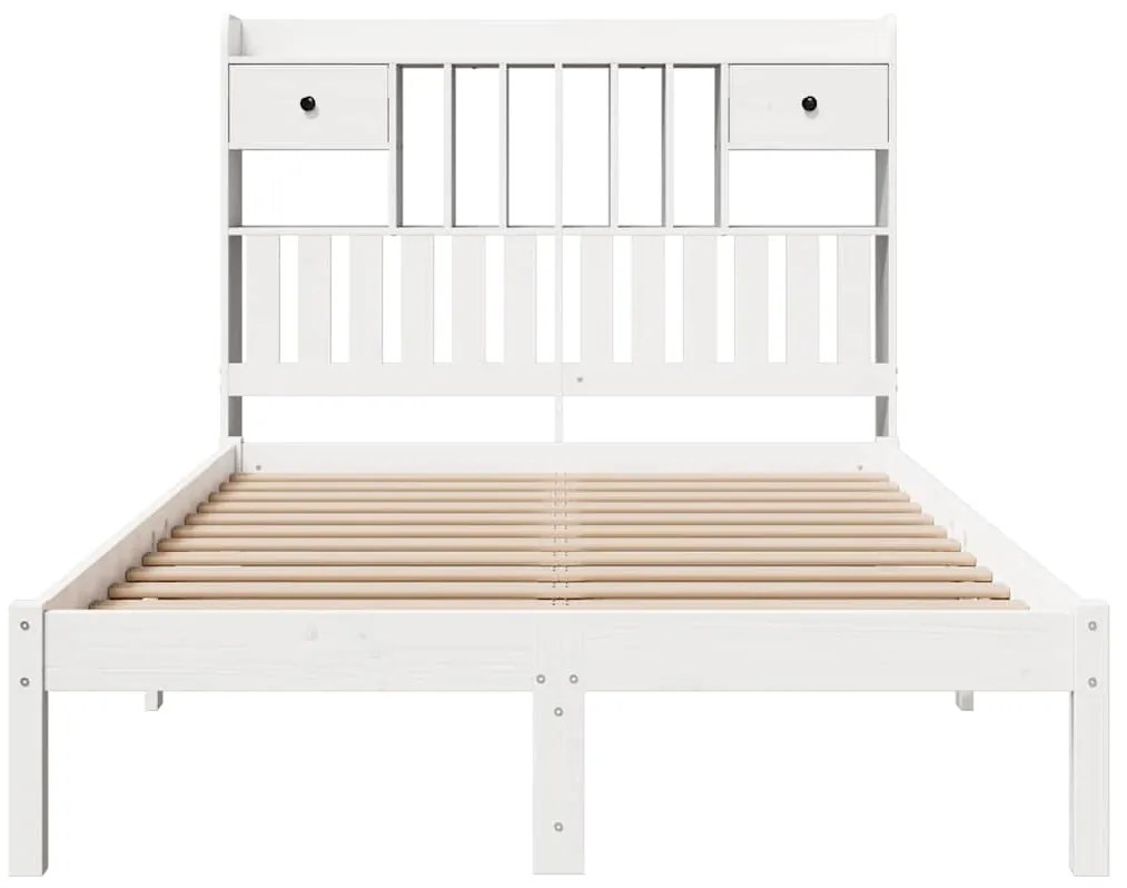 Cama com estante sem colchão 135x190 cm pinho maciço branco