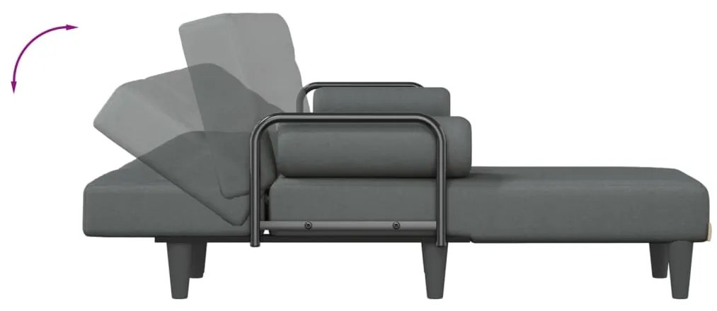 Sofá-cama em forma de L 260x140x70 cm tecido cinzento-escuro