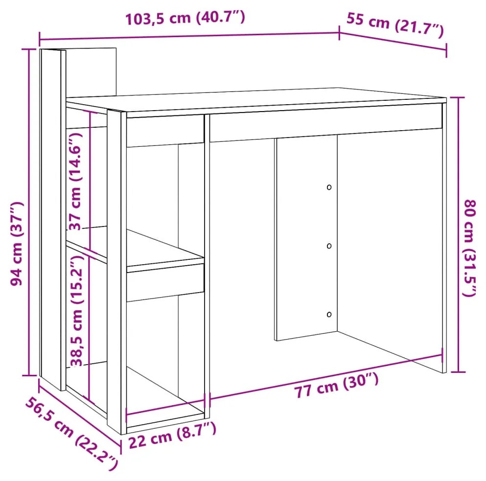 Secretária 103,5x56,5x94 cm derivados de madeira branco