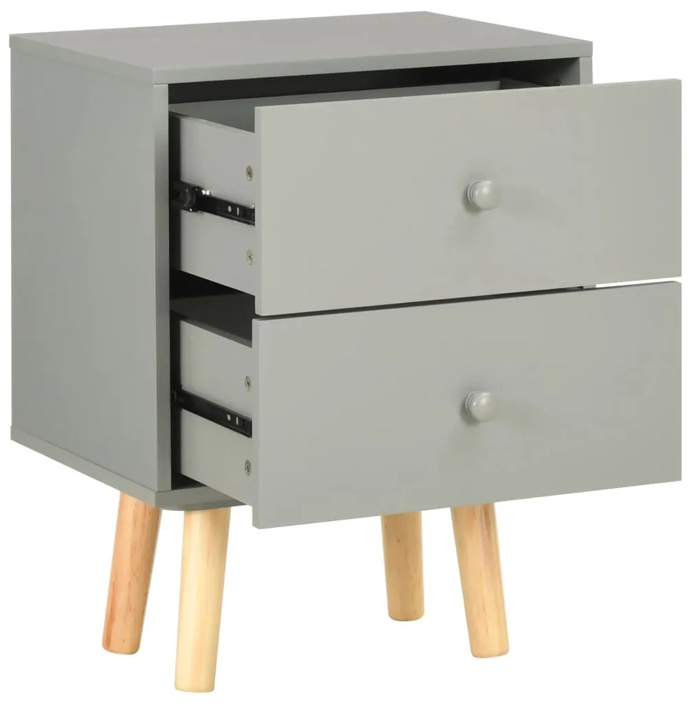 Mesas cabeceira 2 pcs 40x30x50cm madeira pinho maciça cinzento
